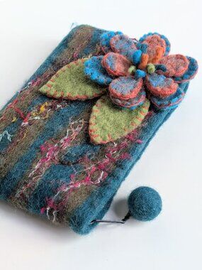 Rising Tide hand-crafted 100% Wool Floral Boho Pouch
